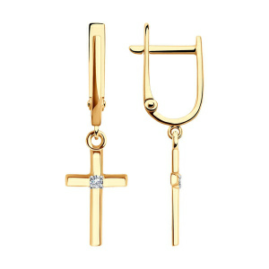 Серьги из золота 585 пробы с фианитом SOKOLOV 51-121-02598-1