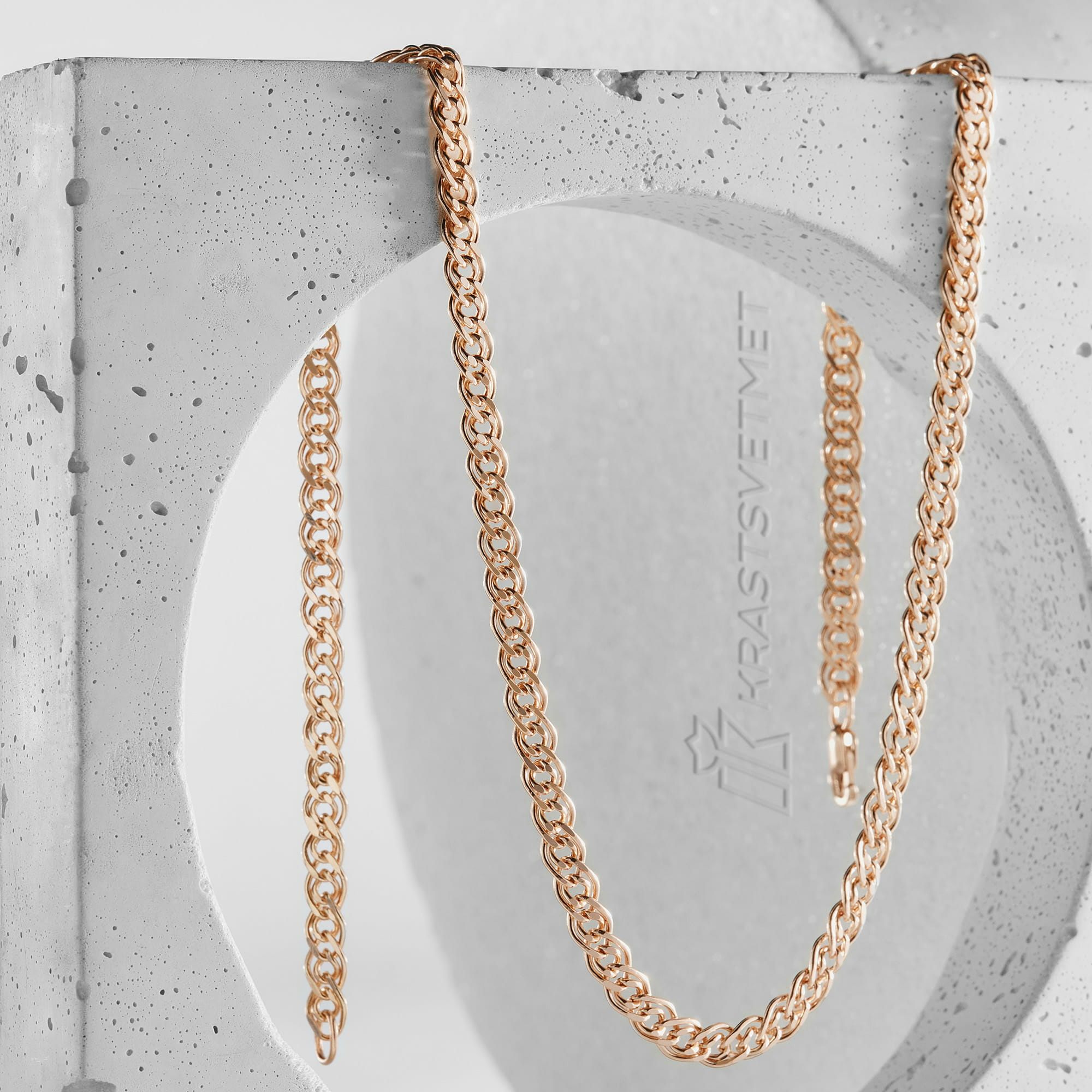 Цепь из золота 585 пробы KRASTSVETMET НЦ 12-200ПГ d.0.80 Золото 585 пр.