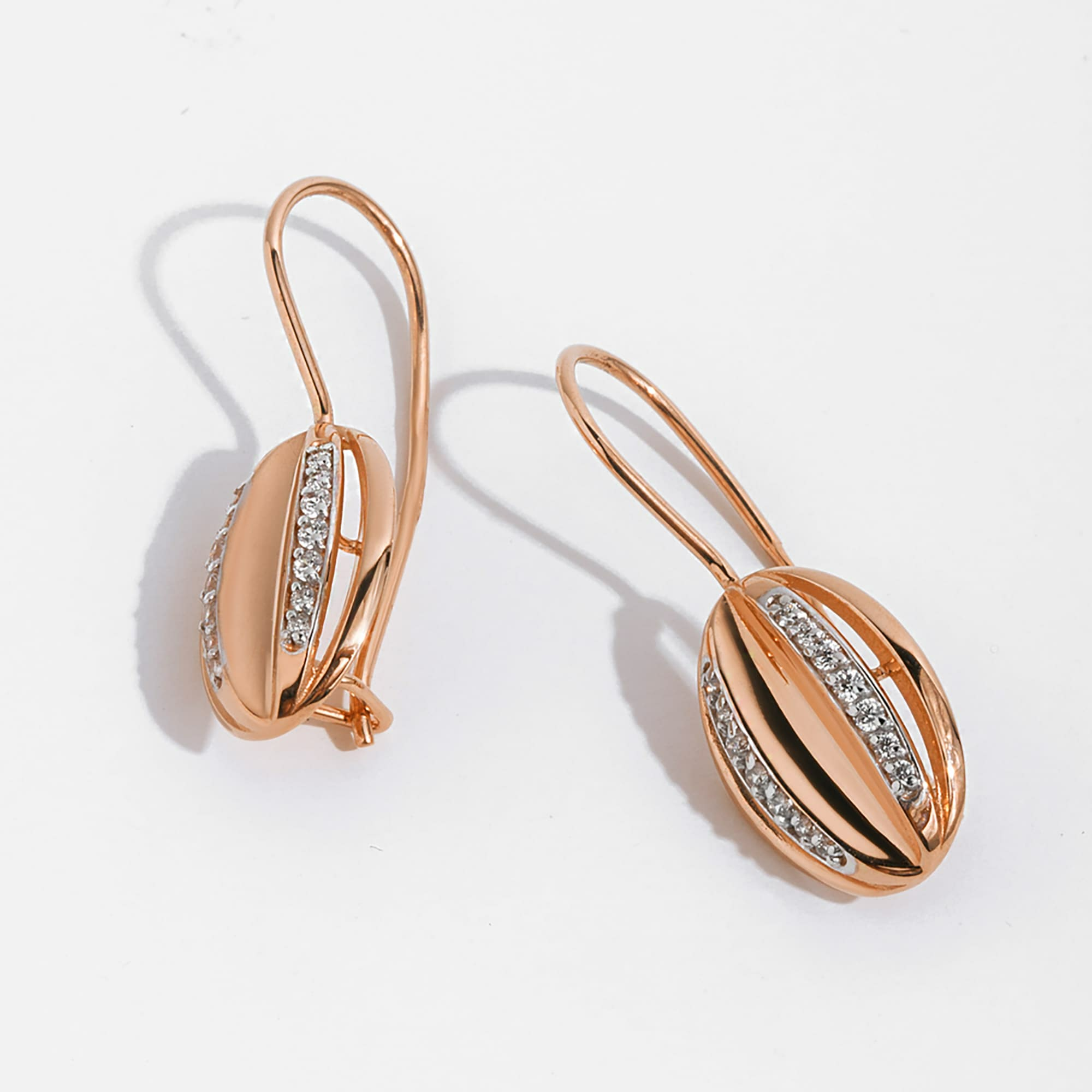 Серьги из золота 585 пробы с фианитом DINASTIA 023412-1102 Золото 585 пр.