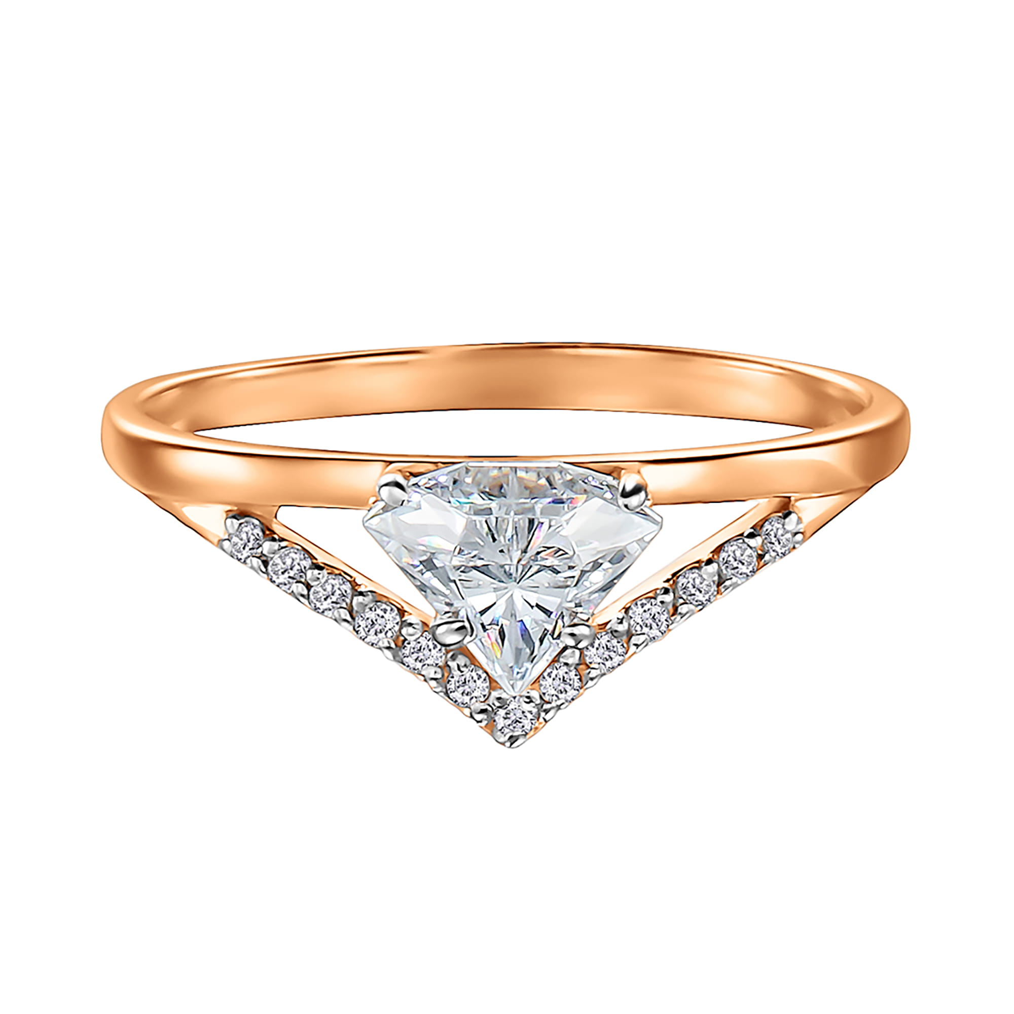 Кольцо из золота 585 пробы с фианитом ГОЛДЕН ГЛОБ КольцоКЛ-02/19,5/Sw/з585 Золото 585 пр.