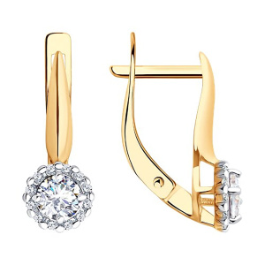 Серьги из золота 585 пробы с фианитом SOKOLOV 51-120-02211-1