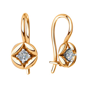 Серьги из золота 585 пробы с фианитом SANIS 01-217702