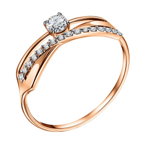 Кольцо из золота 585 пробы с фианитом ГОЛДЕН ГЛОБ КольцоКЛ-49/20,0/бцФ/з585