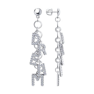 Серьги из серебра 925 пробы с фианитом SOKOLOV 94023738