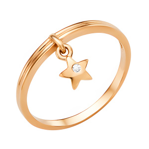 Кольцо из золота 585 пробы с фианитом DINASTIA 003681-1100