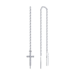 Серьги из серебра 925 пробы с фианитом SOKOLOV 94025836