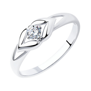 Кольцо из серебра 925 пробы с фианитом SOKOLOV 94011585