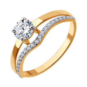 Кольцо из золота 585 пробы с фианитом SOKOLOV 019455