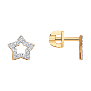 Серьги из золота 585 пробы с фианитом SOKOLOV 029930