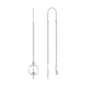 Серьги из серебра 925 пробы с фианитом SOKOLOV 94025983