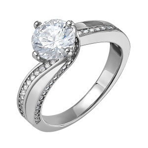 Кольцо из серебра 925 пробы с фианитом JUVEDEL КЛ-4691