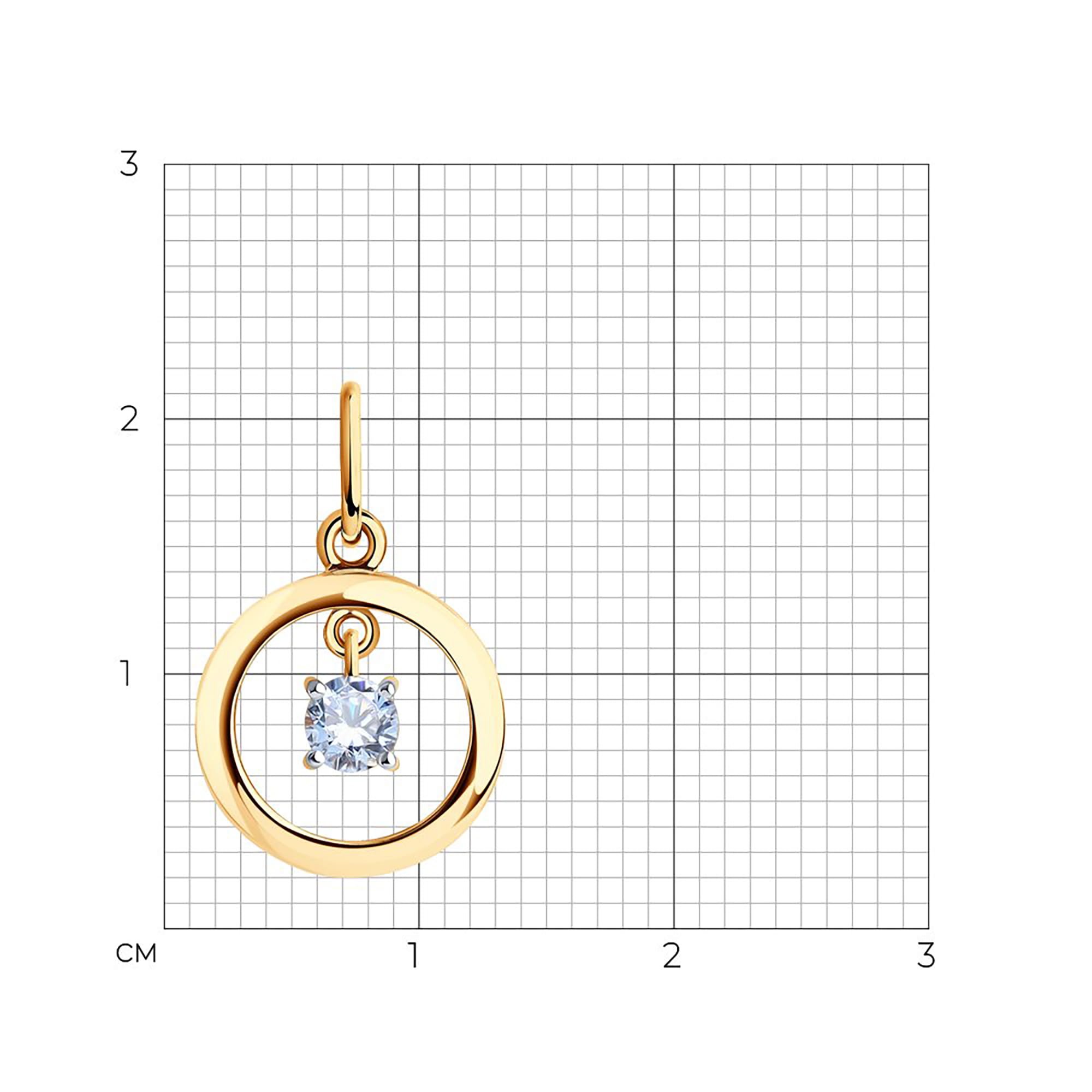 Кулон из золота 585 пробы с фианитом SOKOLOV 51-130-01109-2 Золото 585 пр.