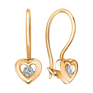 Серьги из золота 585 пробы с фианитом SANIS 01-217700