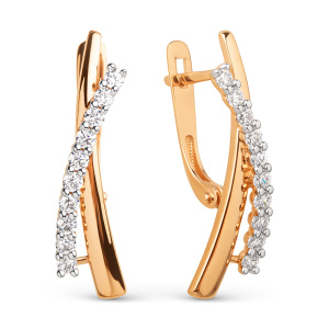 Серьги из золота 585 пробы с фианитом DINASTIA 025552-1102