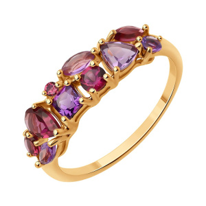 Кольцо из золота 585 пробы с аметистом SOKOLOV 51-310-02165-2