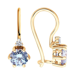 Серьги из золота 585 пробы с фианитом SOKOLOV 51-120-02810-1