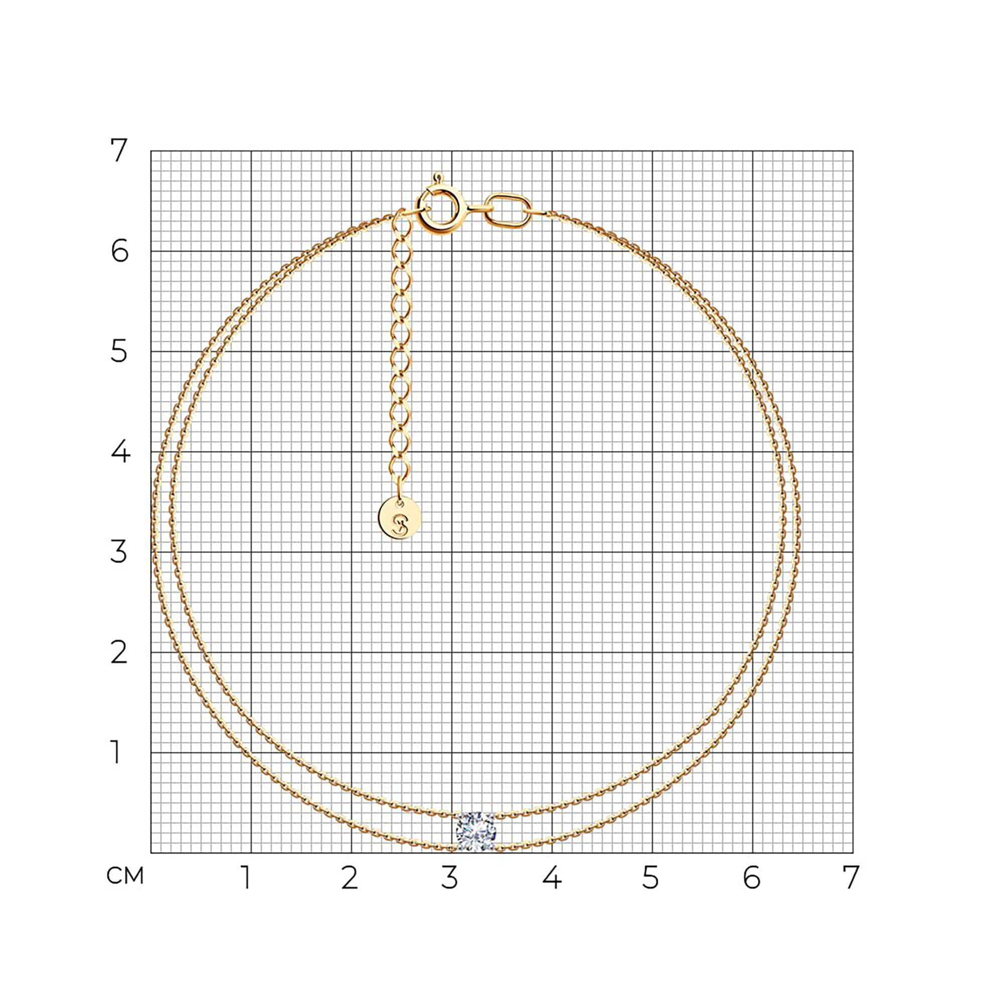 Браслет из золота 585 пробы с фианитом SOKOLOV 051368 Золото 585 пр.