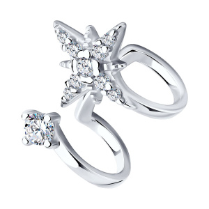 Серьги б/п из серебра 925 пробы с фианитом SOKOLOV 94170239