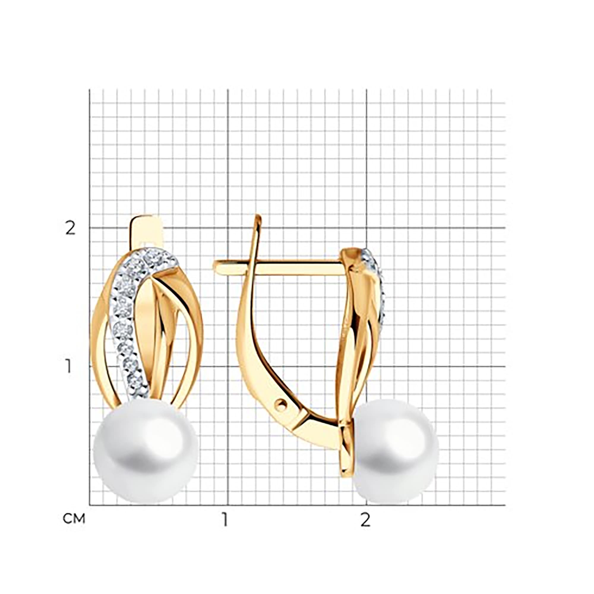 Серьги из золота 585 пробы с жемчугом SOKOLOV 51-320-02362-1 Золото 585 пр.