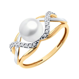 Кольцо из золота 585 пробы с жемчугом SOKOLOV 51-310-02353-1