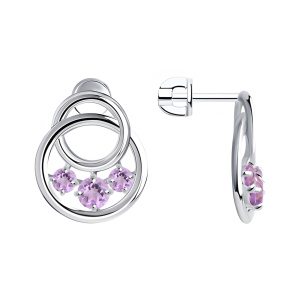 Серьги из серебра 925 пробы с аметистом SOKOLOV 92022245
