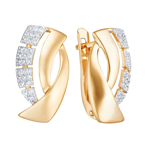 Серьги из золота 585 пробы с фианитом АЛЕКСАНДРА ЮЗ кл4012а-01