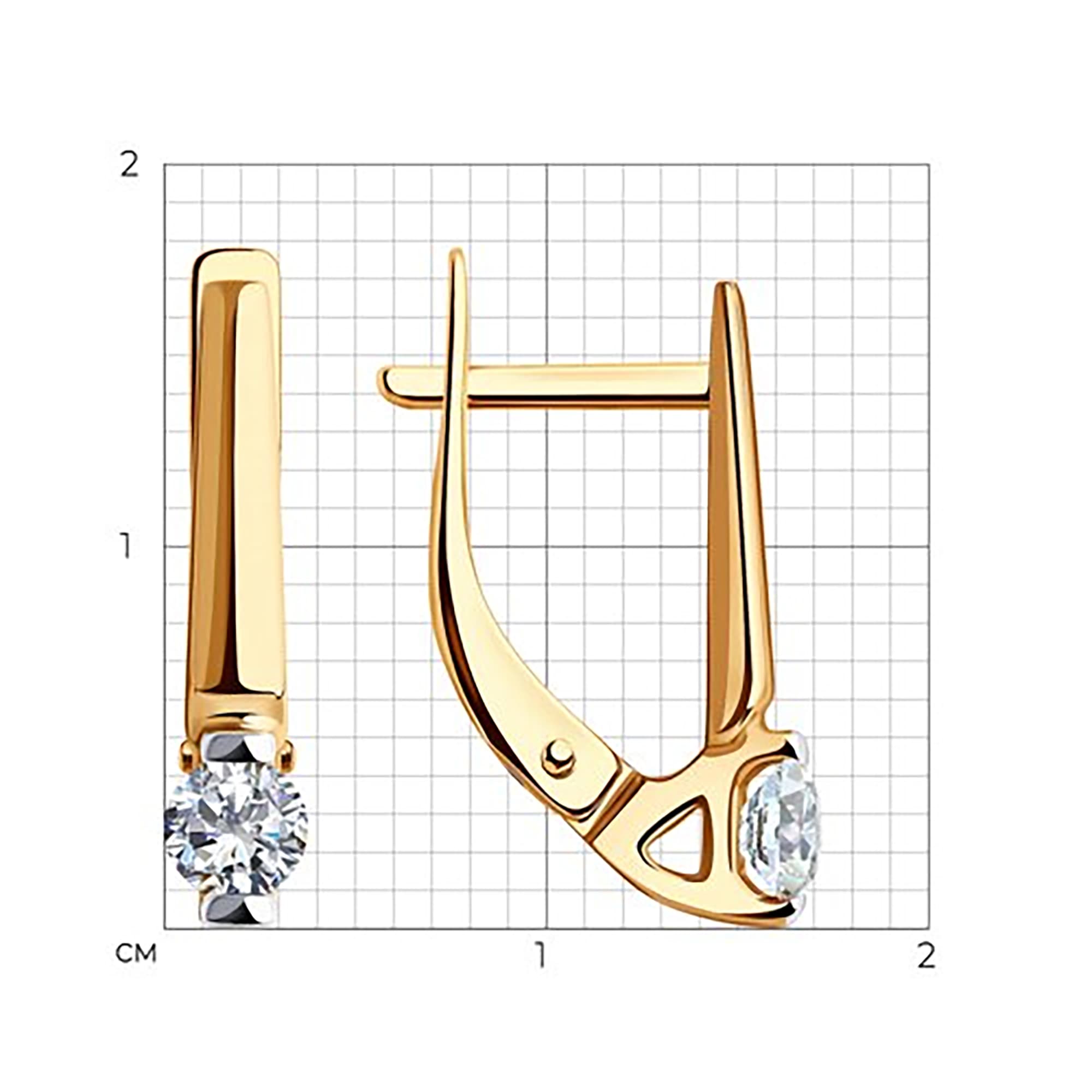 Серьги из золота 585 пробы с фианитом SOKOLOV 51-120-00840-1 Золото 585 пр.