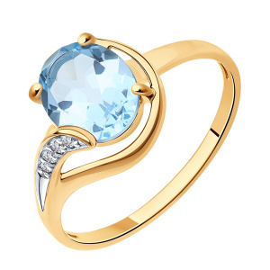 Кольцо из золота 585 пробы с топазом SOKOLOV 51-310-01561-2