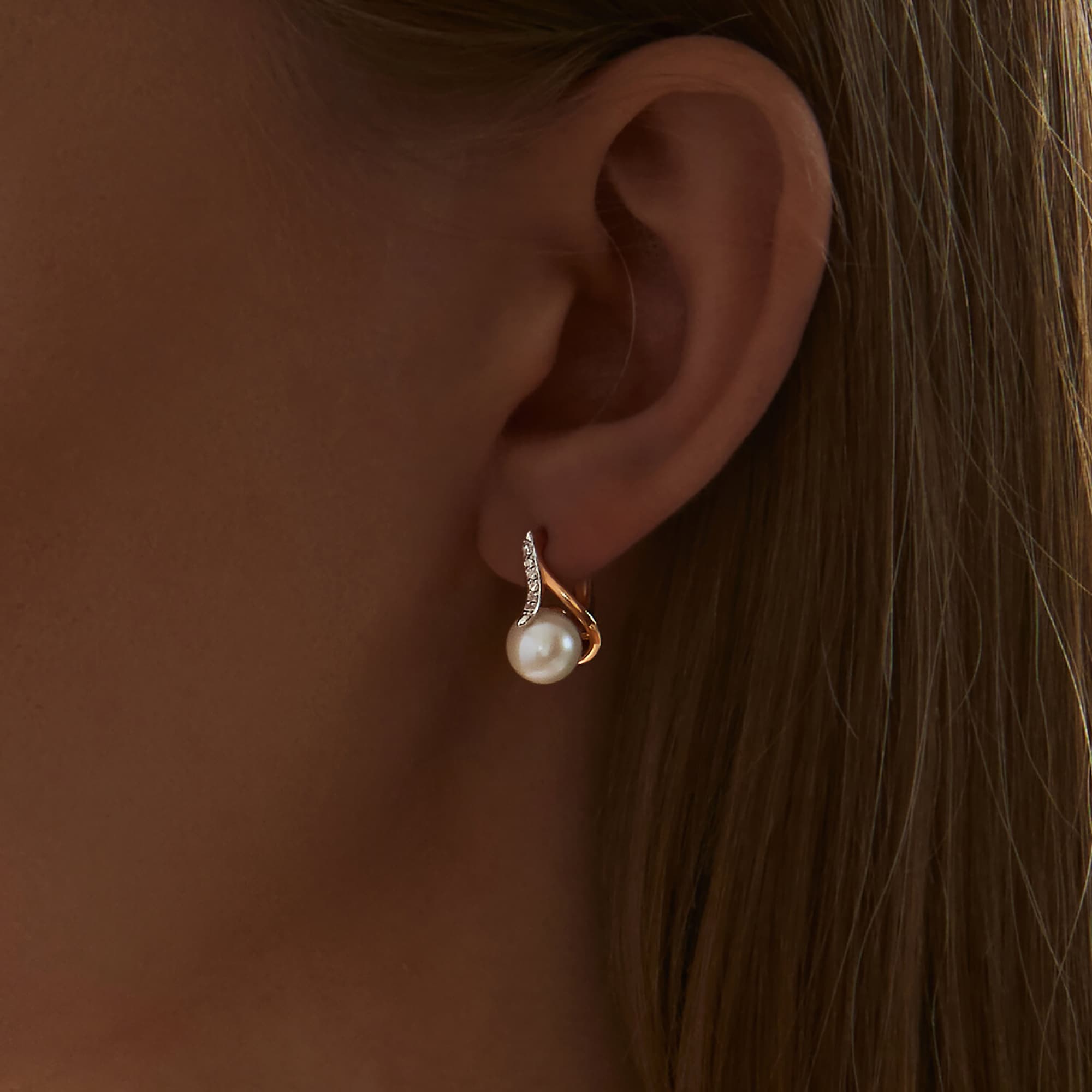 Серьги из золота 585 пробы с жемчугом SOKOLOV 792383 Золото 585 пр.