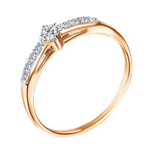 Кольцо из золота 585 пробы с фианитом ГОЛДЕН ГЛОБ К.192004НГ/16,5/бцФ/з585