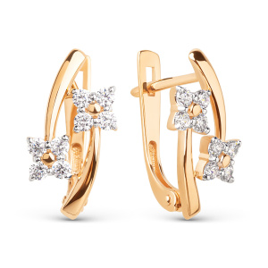 Серьги из золота 585 пробы с фианитом DINASTIA 025982-1102