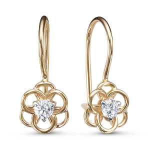 Серьги из золота 585 пробы с фианитом DEL'TA 1203050