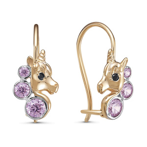 Серьги из золота 585 пробы с фианитом DEL'TA 1203524