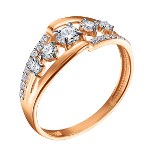 Кольцо из золота 585 пробы с фианитом ГОЛДЕН ГЛОБ КольцоКЛ-35/20,0/бцФ/з585