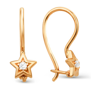 Серьги из золота 585 пробы с фианитом DINASTIA 002165-1100