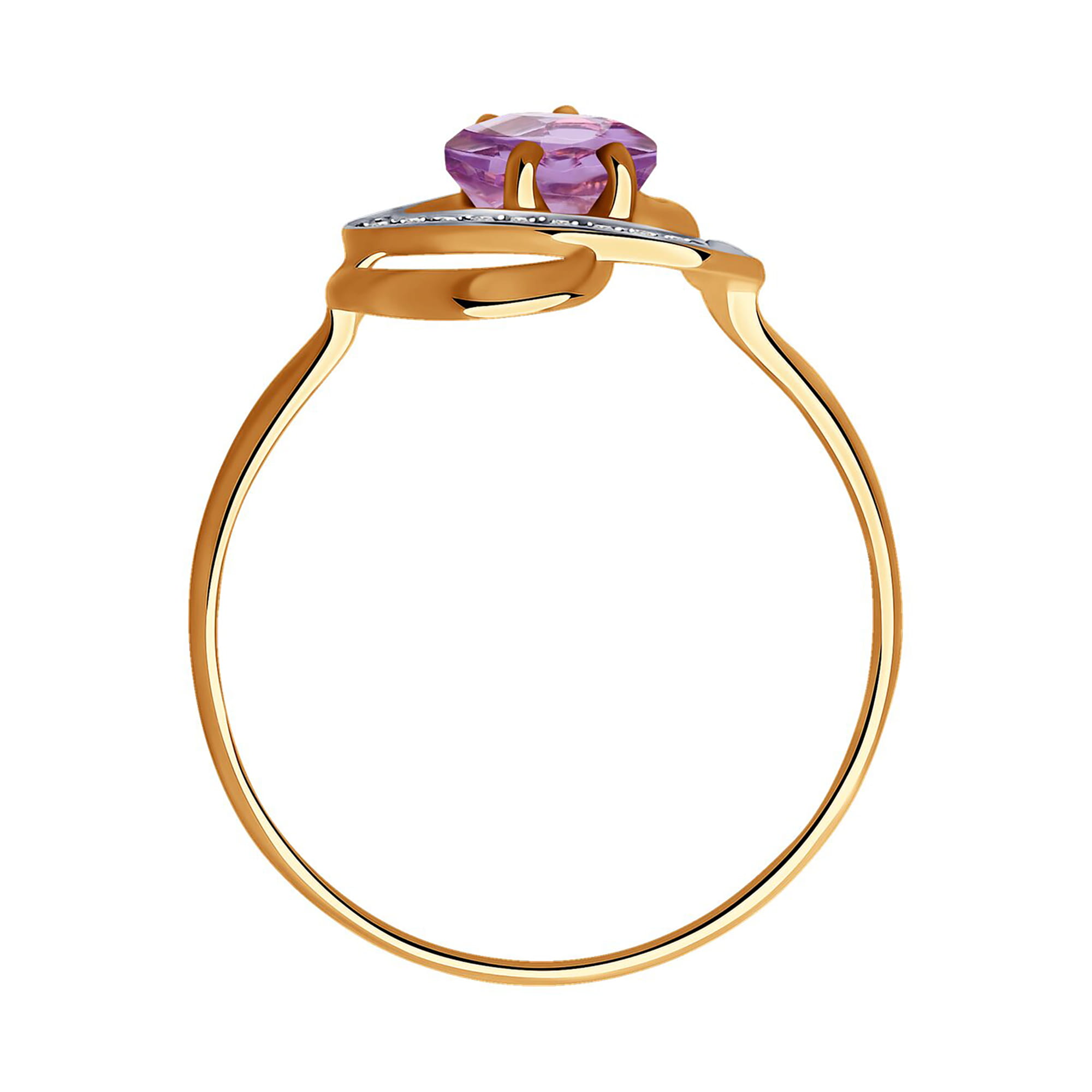 Кольцо из золота 585 пробы с аметистом SOKOLOV 715976 Золото 585 пр.