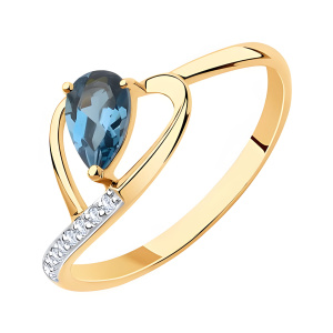 Кольцо из золота 585 пробы с топазом SOKOLOV 715935