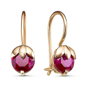 Серьги из золота 585 пробы с кристаллом DEL'TA 1202849