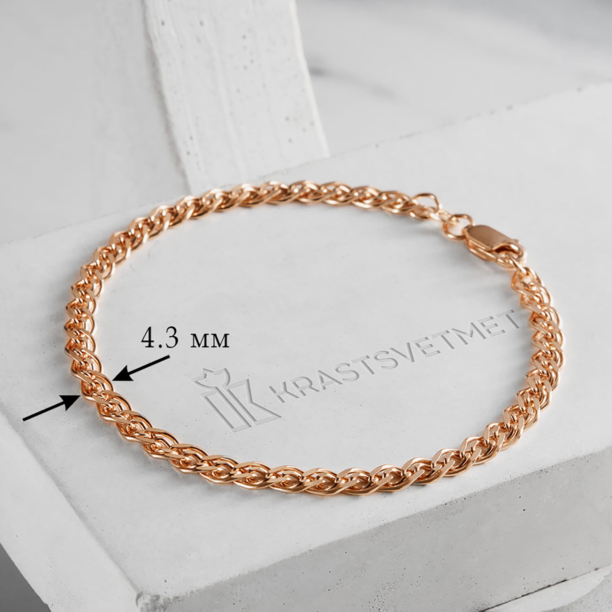 Браслет из золота 585 пробы KRASTSVETMET НБ 12-200 d.0.70 Золото 585 пр.