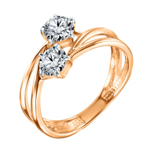 Кольцо из золота 585 пробы с фианитом ГОЛДЕН ГЛОБ КольцоКЛ-33/20,0/бцФ/з585