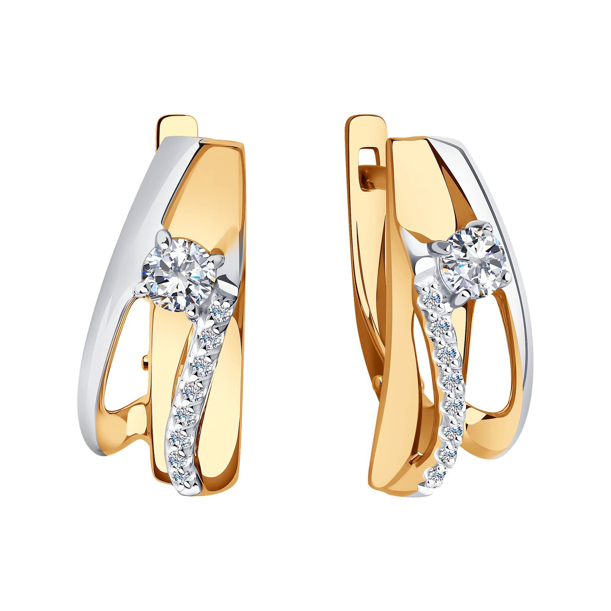 Серьги из золота 585 пробы с фианитом SOKOLOV 028873 Золото 585 пр.