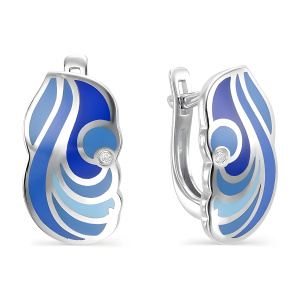 Серьги из серебра 925 пробы с эмалью АЛЬКОР 02-0439/ЭМ38-00