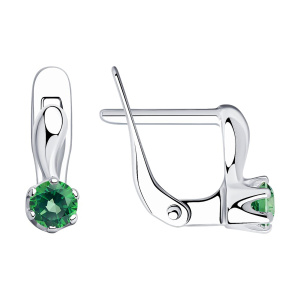Серьги из серебра 925 пробы с фианитом SOKOLOV 94020452
