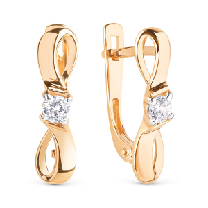Серьги из золота 585 пробы с фианитом DINASTIA 015102-1102