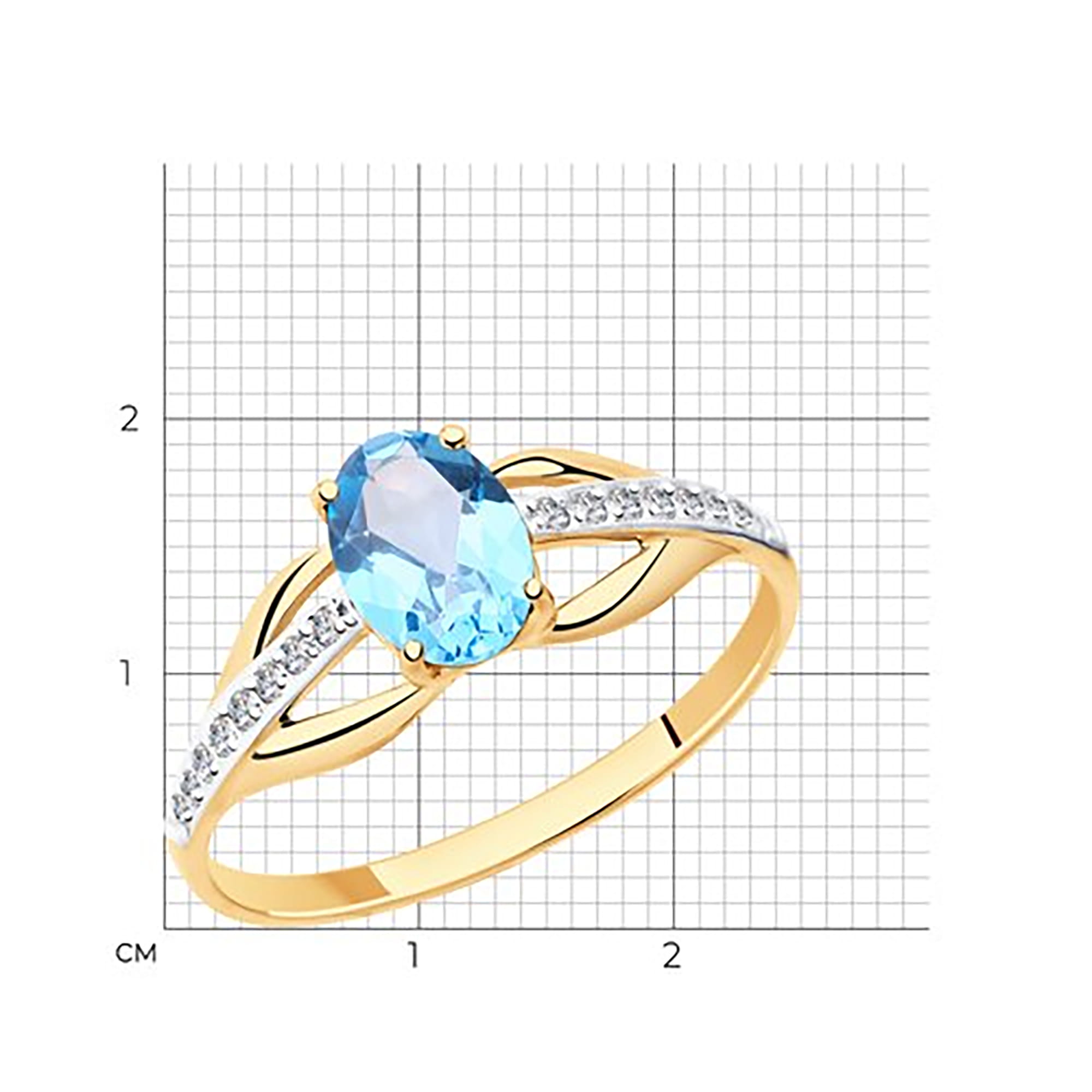 Кольцо из золота 585 пробы с топазом SOKOLOV 51-310-00256-1 Золото 585 пр.