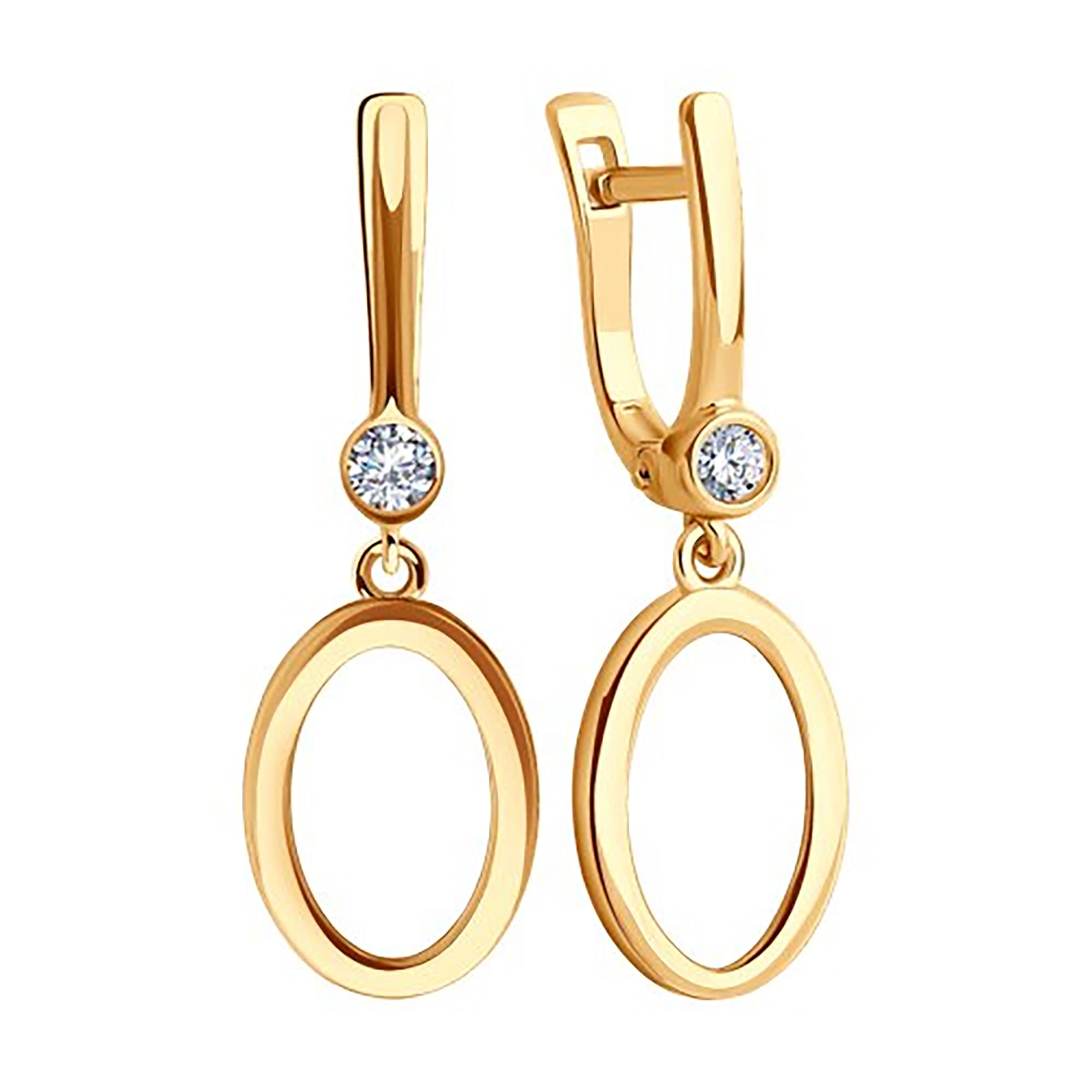 Серьги из золота 585 пробы с фианитом SOKOLOV 51-121-01916-1 Золото 585 пр.