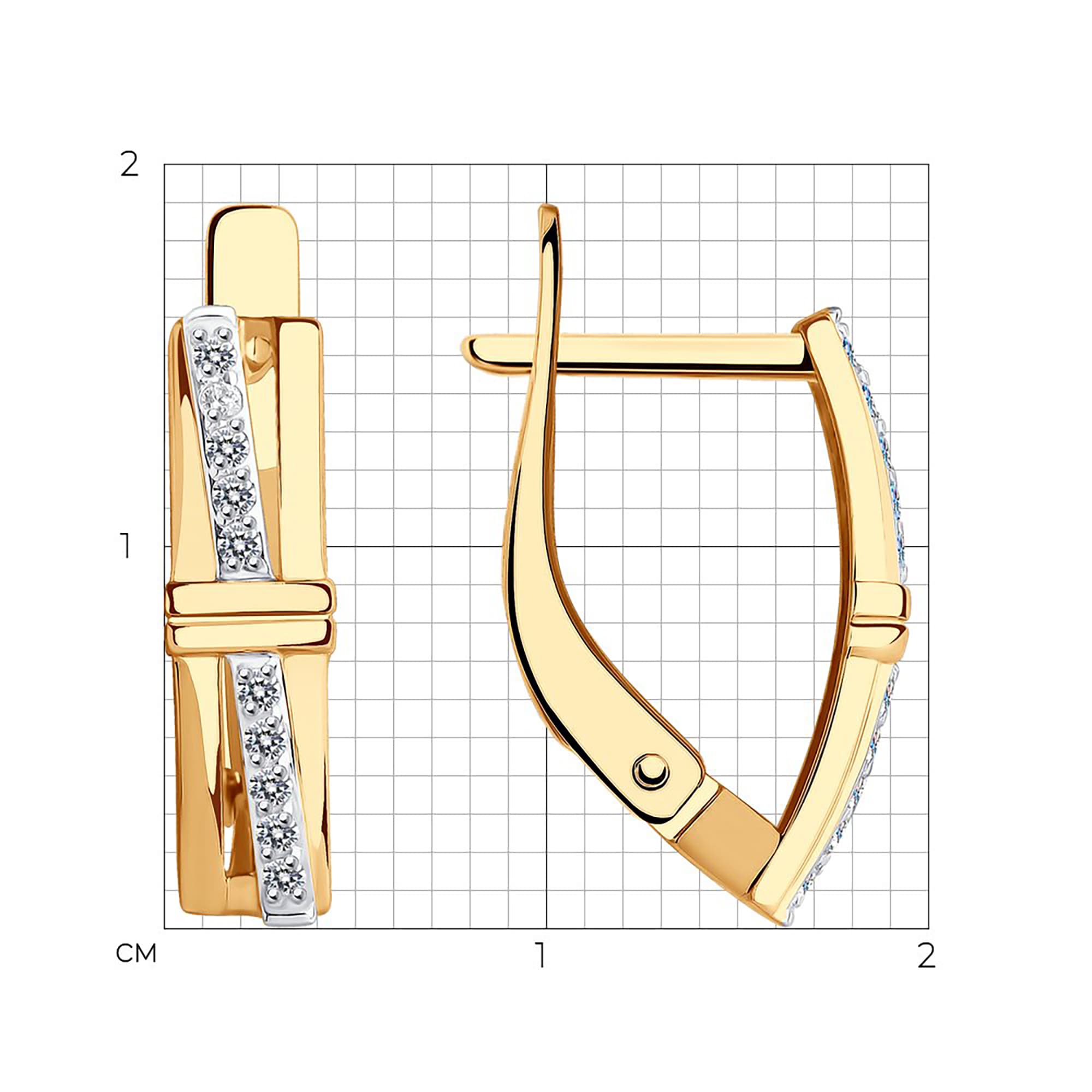 Серьги из золота 585 пробы с фианитом SOKOLOV 029245 Золото 585 пр.
