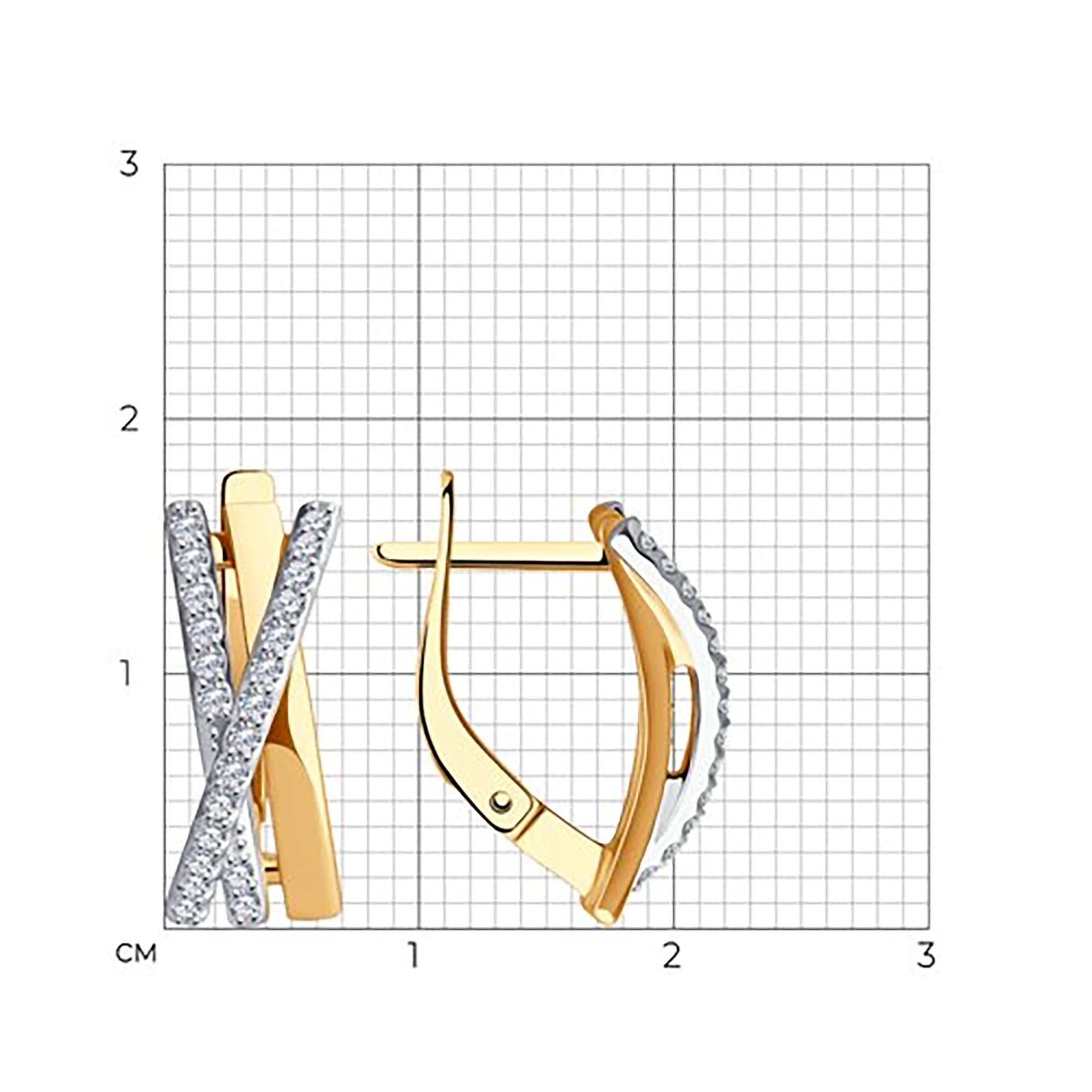 Серьги из золота 585 пробы с фианитом SOKOLOV 51-120-02161-1 Золото 585 пр.