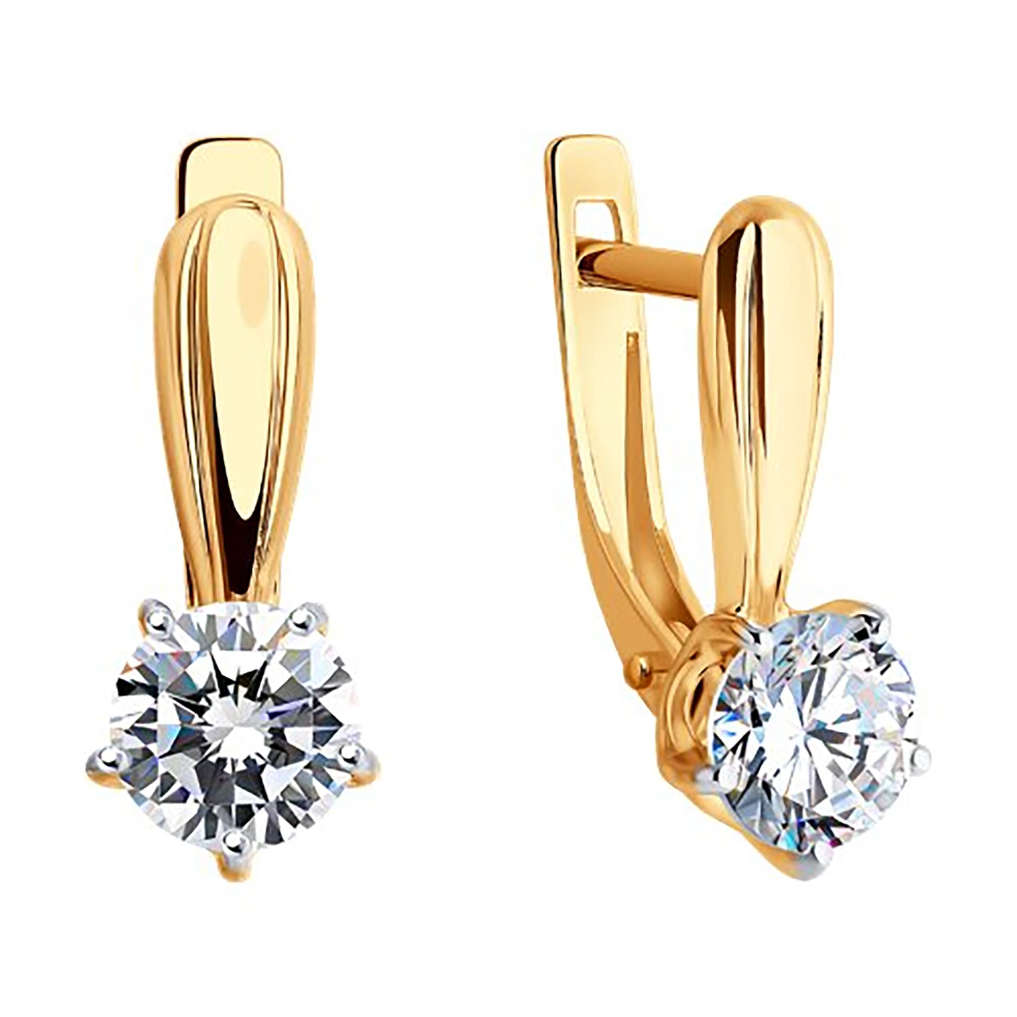 Серьги из золота 585 пробы с фианитом SOKOLOV 51-120-00099-1 Золото 585 пр.