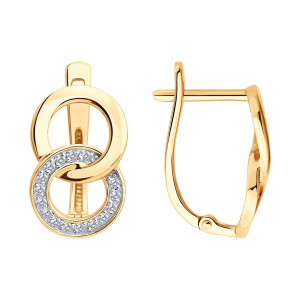 Серьги из золота 585 пробы с фианитом SOKOLOV 51-120-02923-1